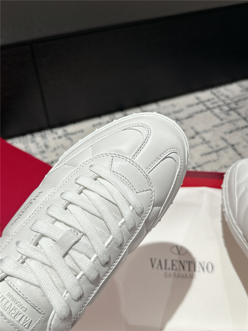 Va1e*ntin0 white leather lace-up sneakers