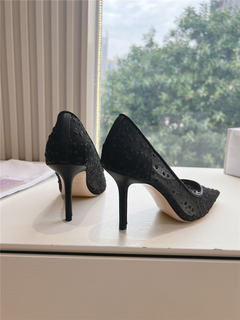 J1m*y Ch00 black mesh pumps with dégradé crystals