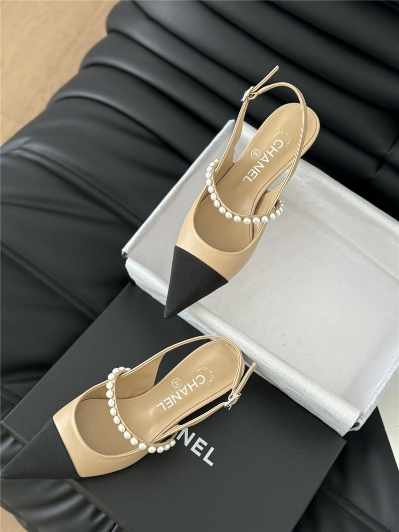 Ch**el kitten heel slingback mules