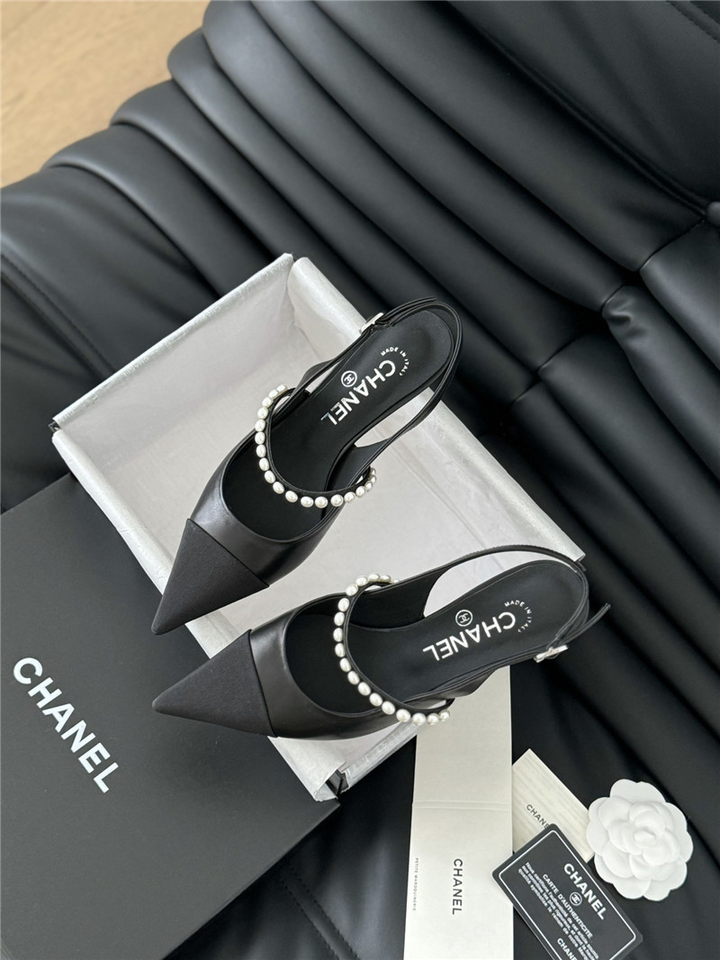 Ch**el kitten heel slingback mules