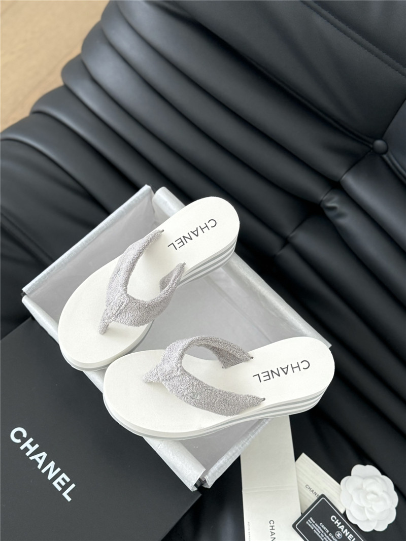 Ch**el platform wedge heel slippers in silver