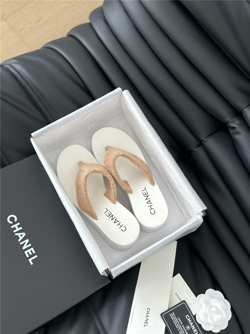 Ch**el platform wedge heel slippers