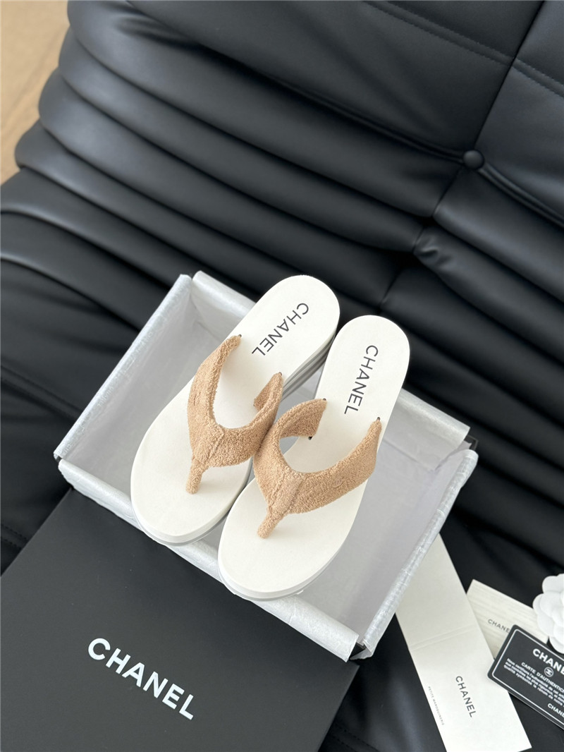 Ch**el platform wedge heel slippers