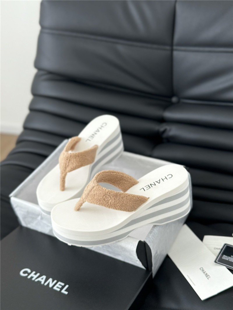 Ch**el platform wedge heel slippers