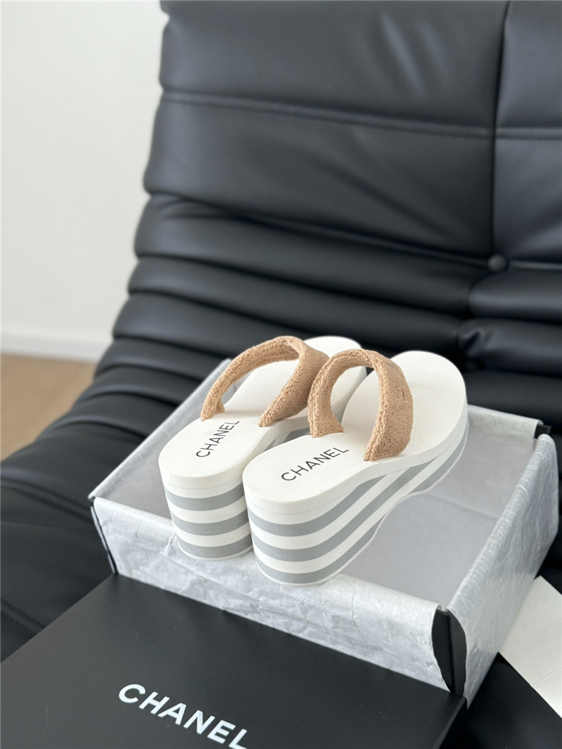 Ch**el platform wedge heel slippers