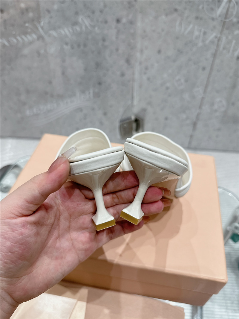 Miu Miu White Leather Kitten-Heel Mule Sandals