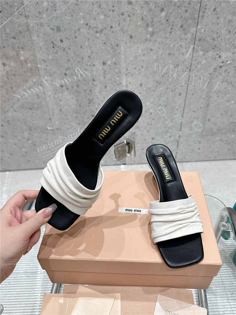 Miu Miu Leather Kitten-Heel Mule Sandals