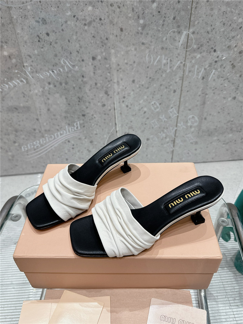 Miu Miu Leather Kitten-Heel Mule Sandals