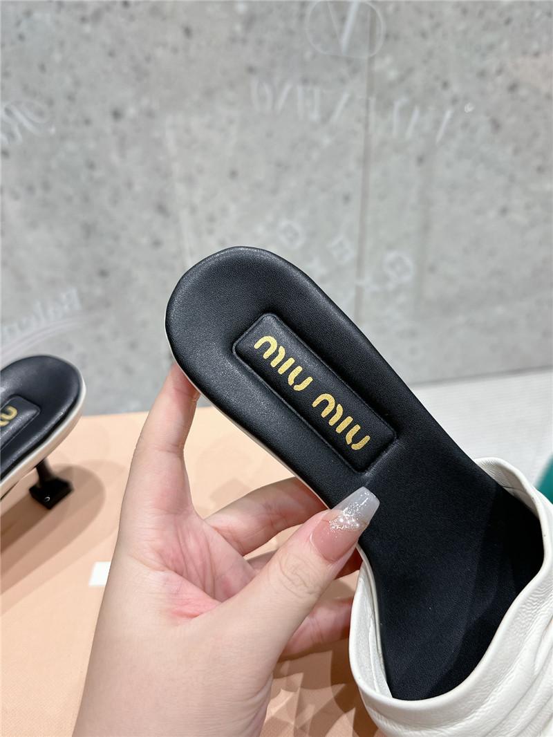 Miu Miu Leather Kitten-Heel Mule Sandals