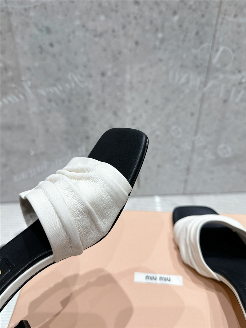 Miu Miu Leather Kitten-Heel Mule Sandals