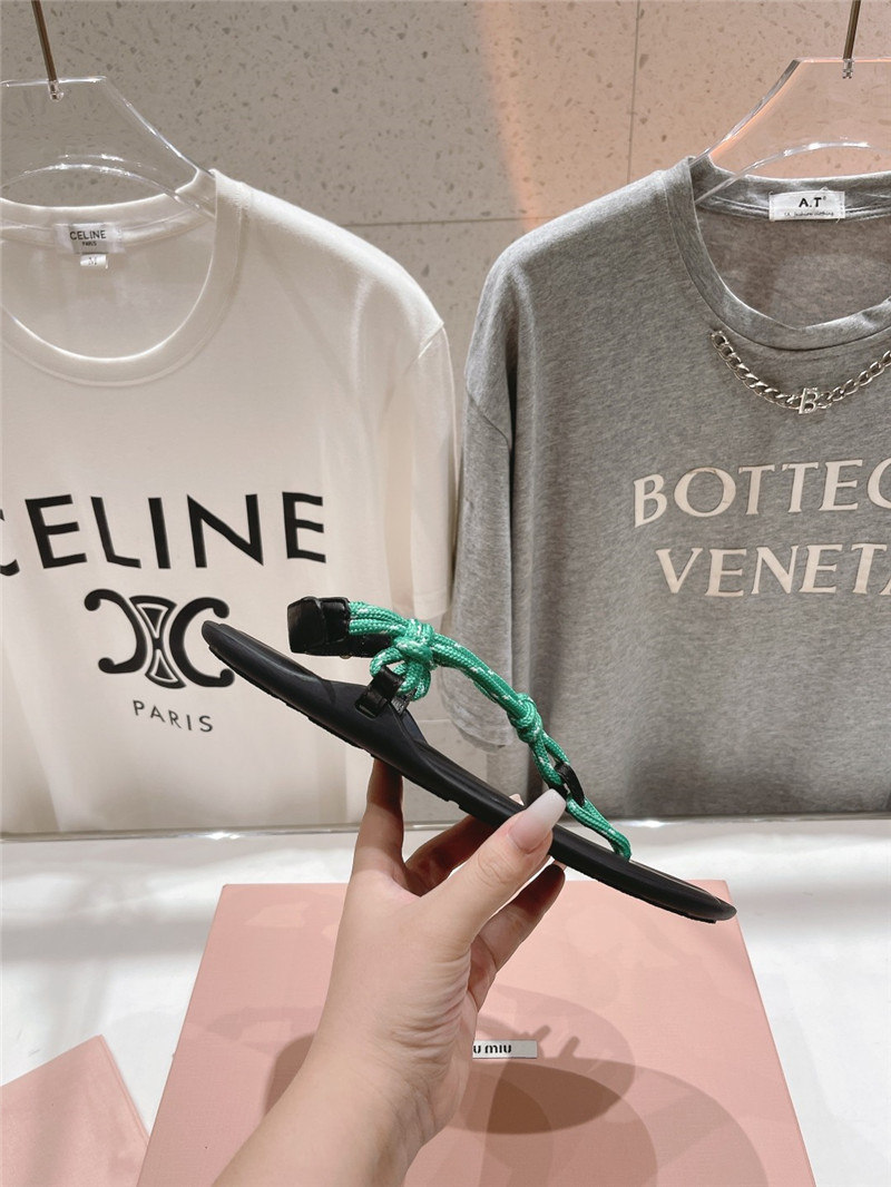 Miu Miu Riviere Green Leather Cord Sandals