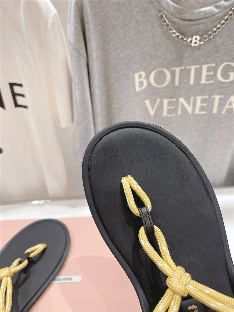 Miu Miu Riviere Yellow Cord and Leather Sandals