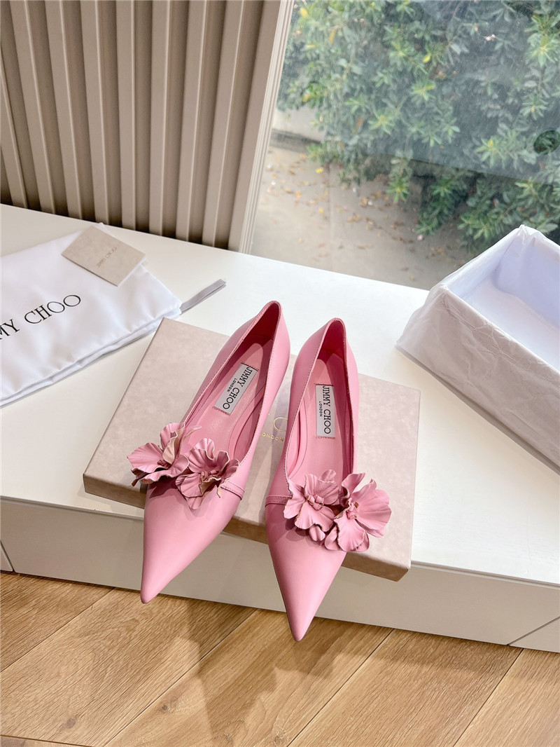 J1m*y Ch00 rosalia pink leather pumps