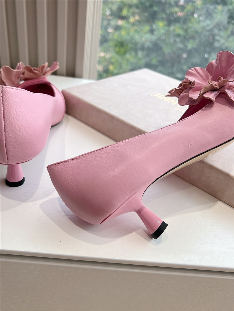 J1m*y Ch00 rosalia pink leather pumps