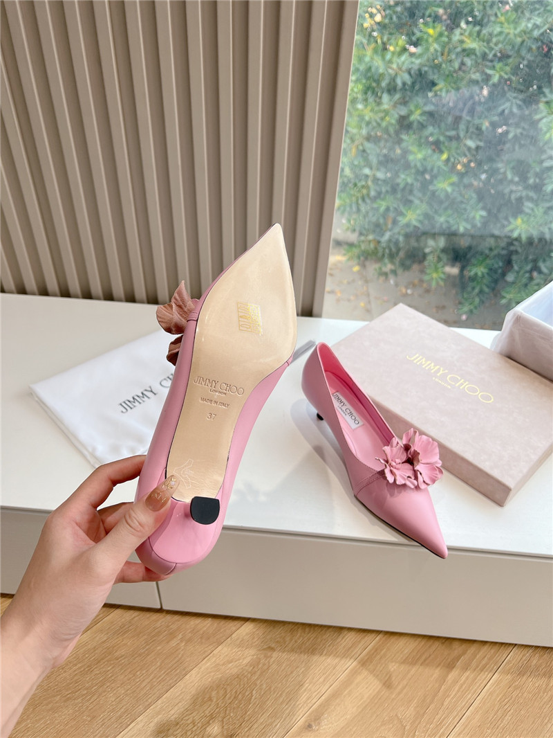 J1m*y Ch00 rosalia pink leather pumps