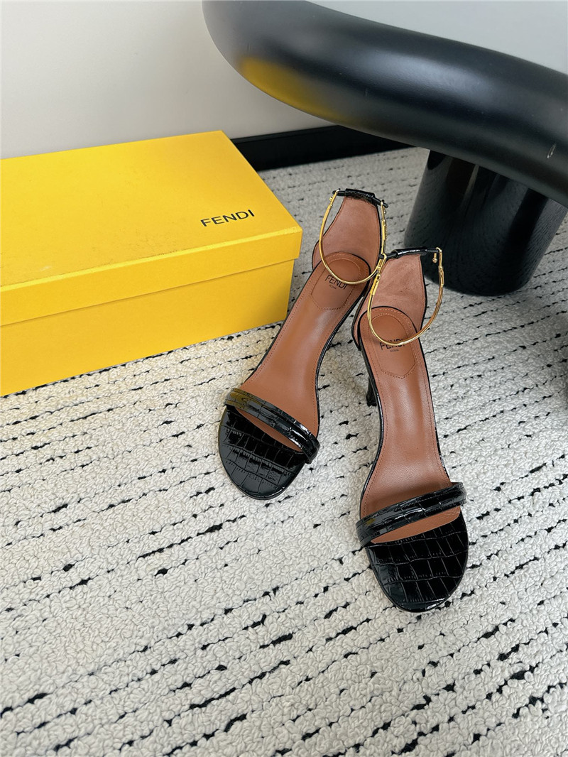 F**di keefa black leather slingback sandals