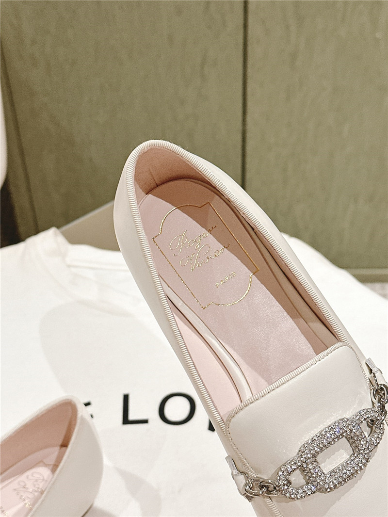 Roger Vivier Embellished White Leather Loafers
