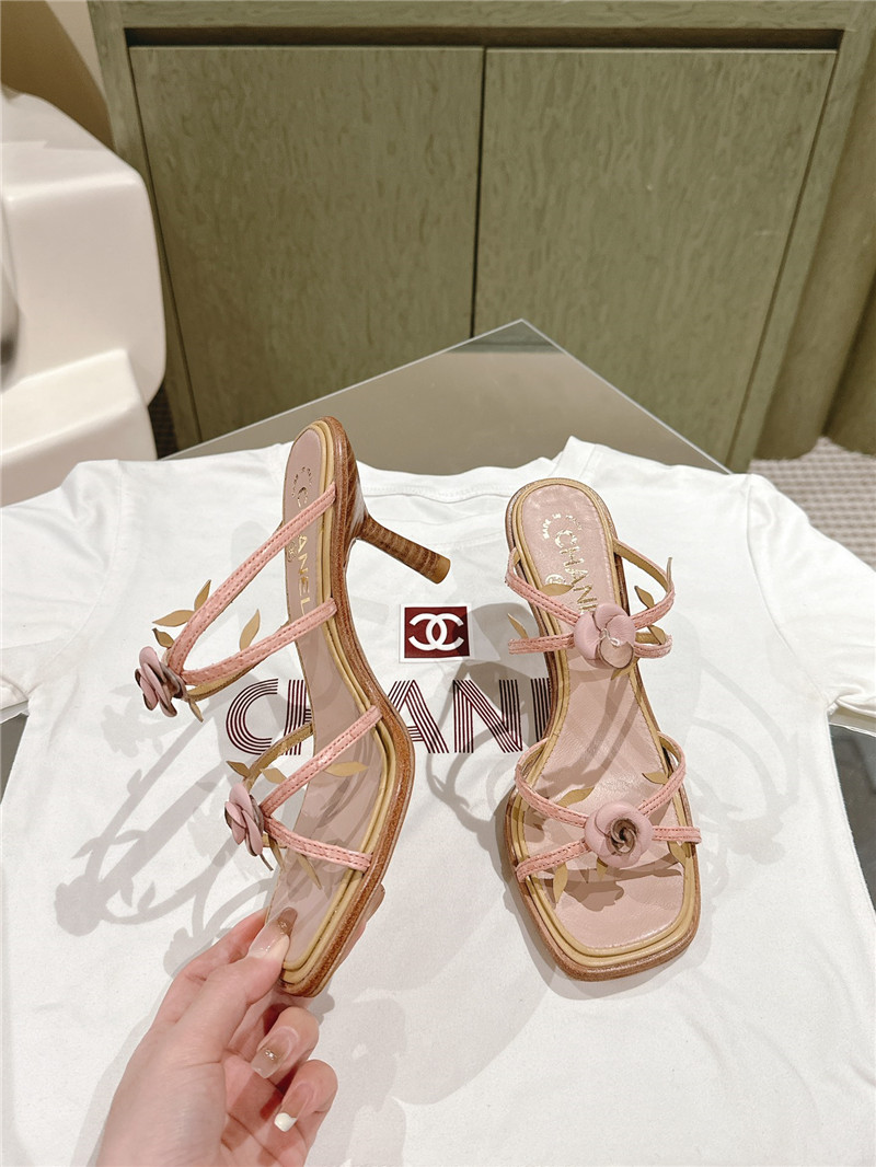 Ch**el strappy camellia heels