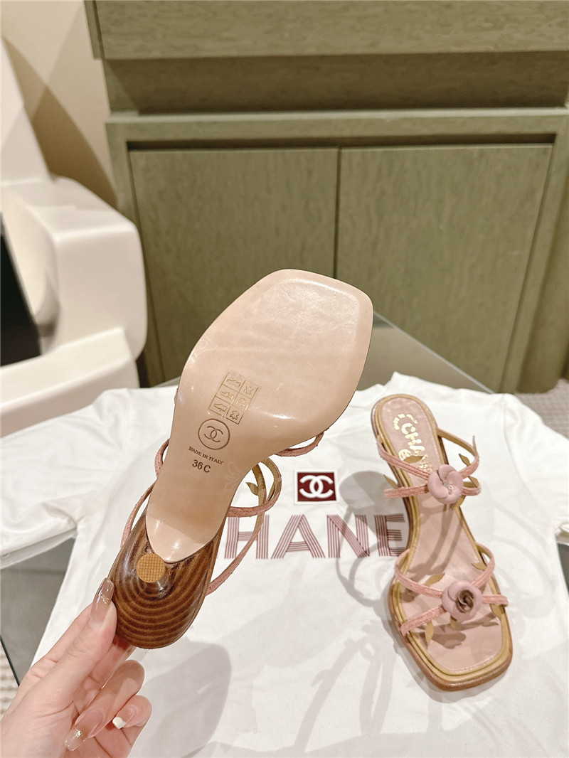 Ch**el strappy camellia heels