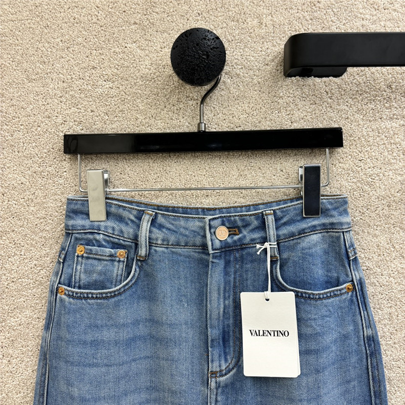 Va1e*ntin0 double v pocket denim skirt replica designer clothes