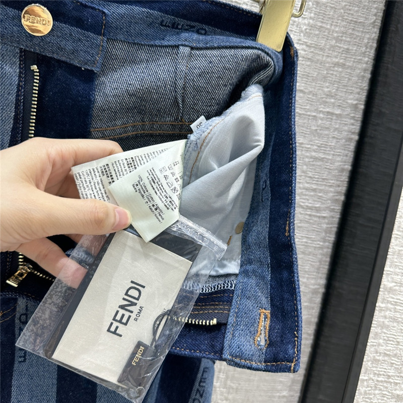 F**di colorblock vertical stripes straight jeans replica clothes