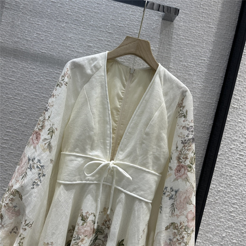 zimm cream floral deep v neck dress replica designer clothes