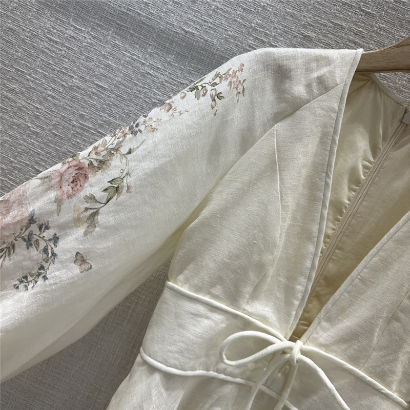 zimm cream floral deep v neck dress replica designer clothes
