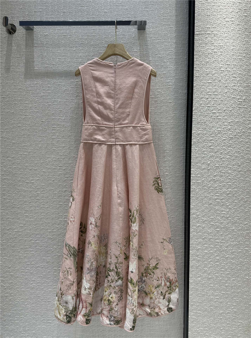 zimm pink floral deep V-neck sleeveless dress replica clothes