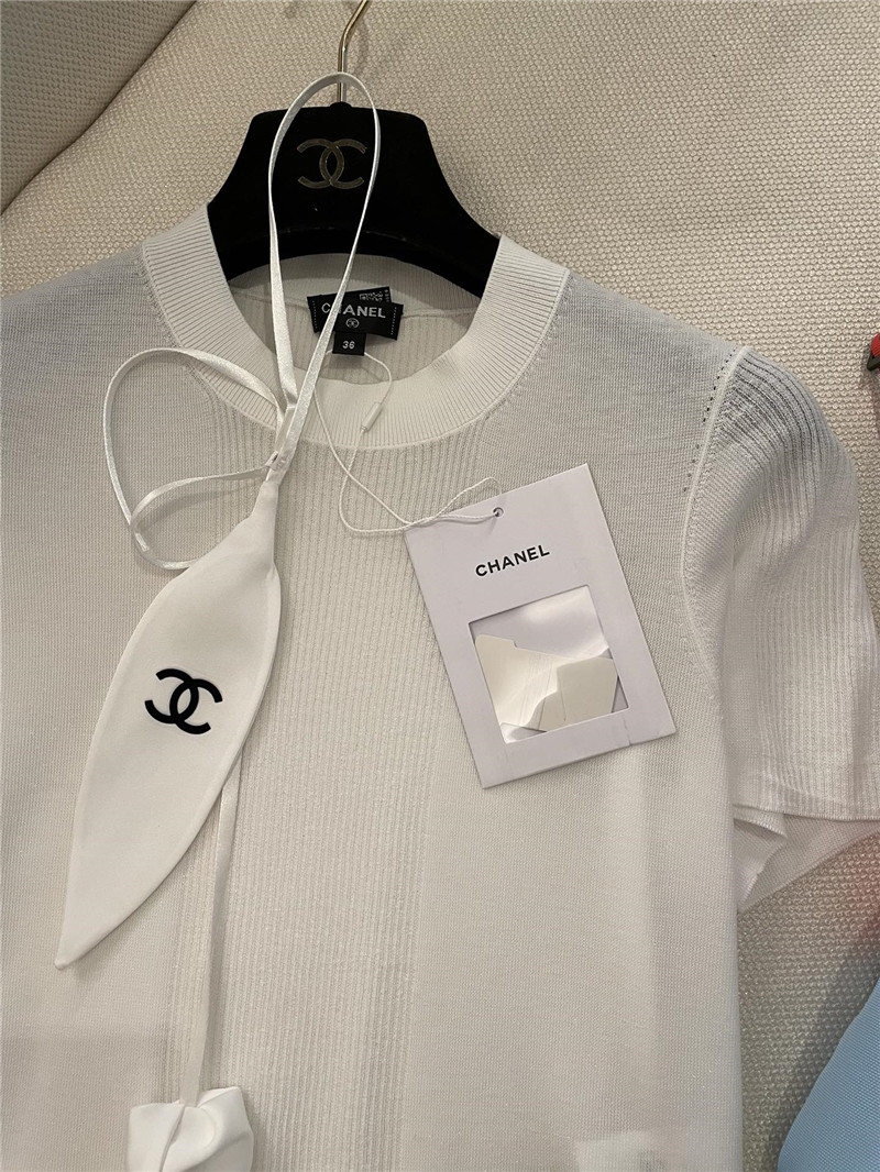 Ch**el ruffle design short sleeves replica designer clothes