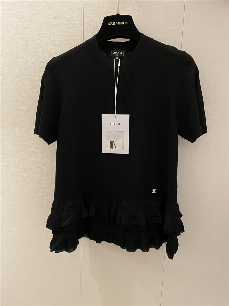Ch**el ruffle design short sleeves replica designer clothes