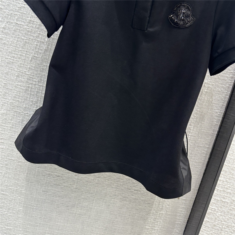 Moncler nylon patchwork polo shirt short sleeves replica clothing