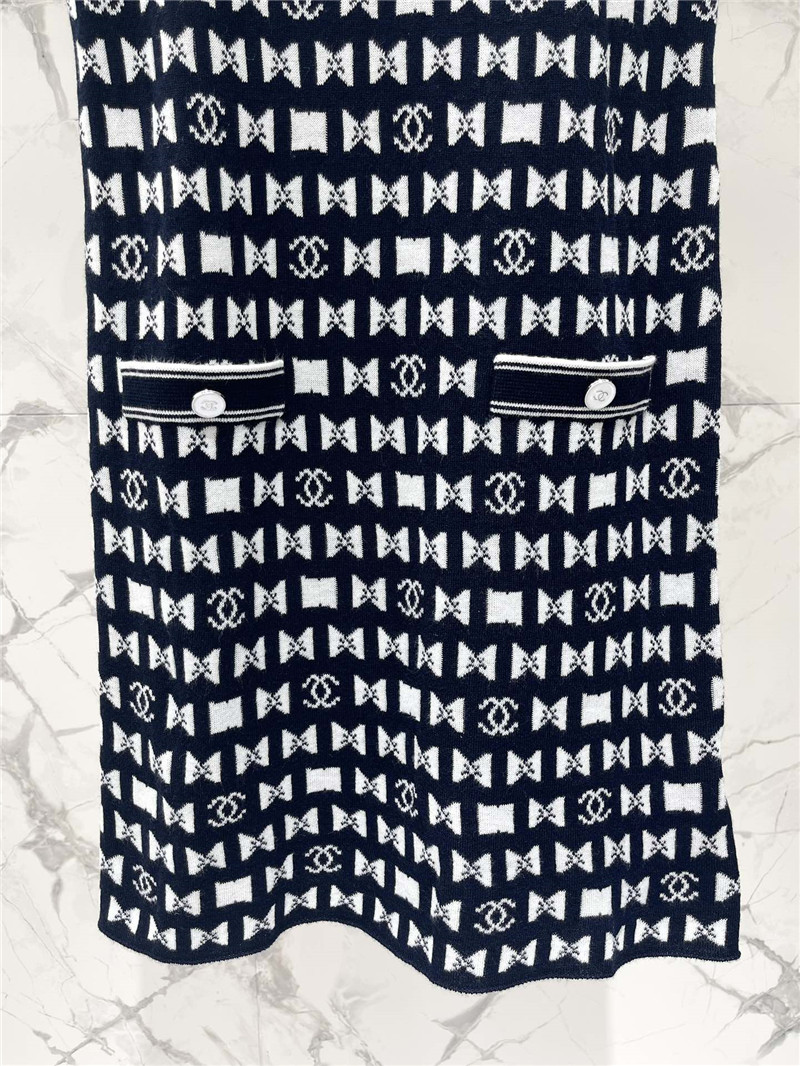 Ch**el bow print sleeveless knit dress replica d&g clothing