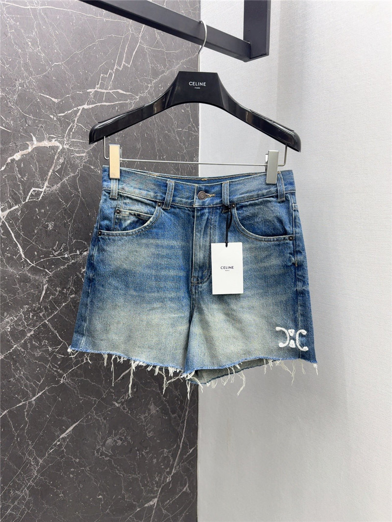 Ce1i*e logo embroidered denim shorts replica d&g clothing