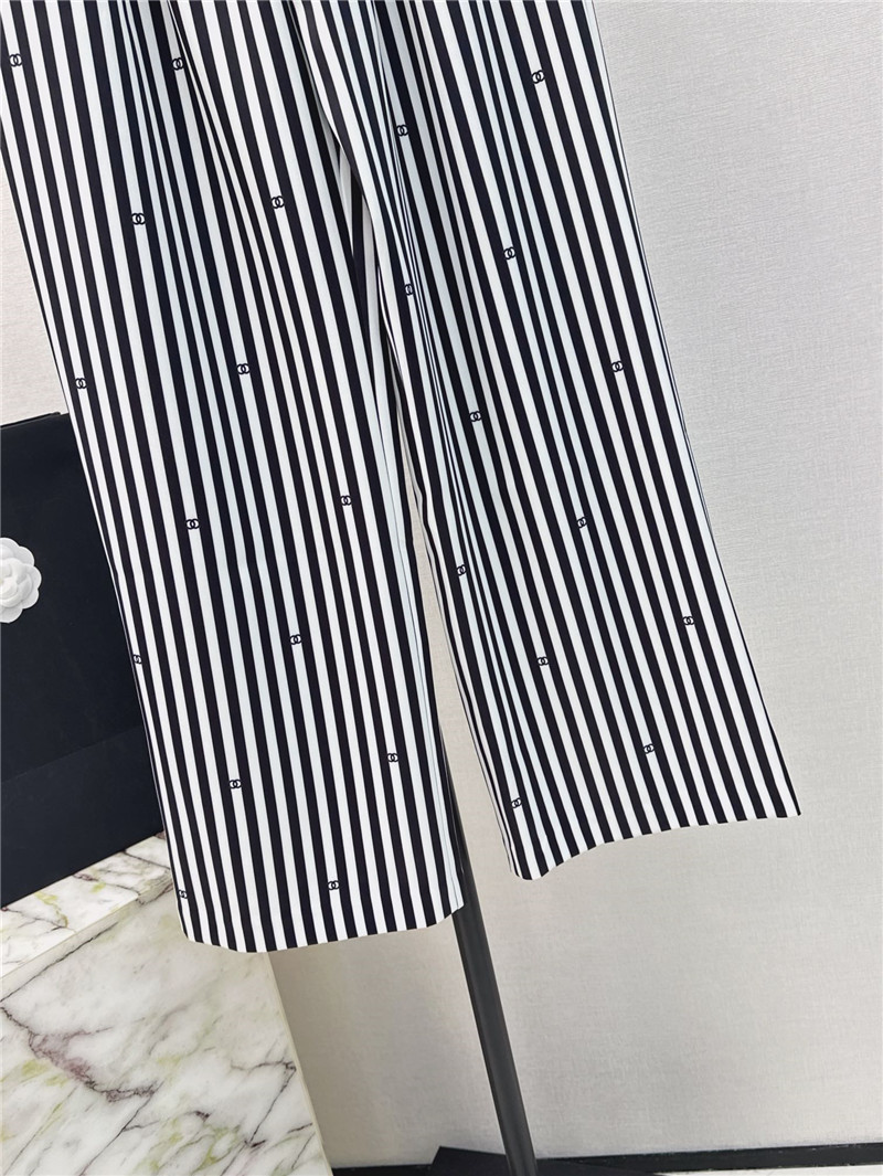 Ch**el printed striped straight pants replica clothing