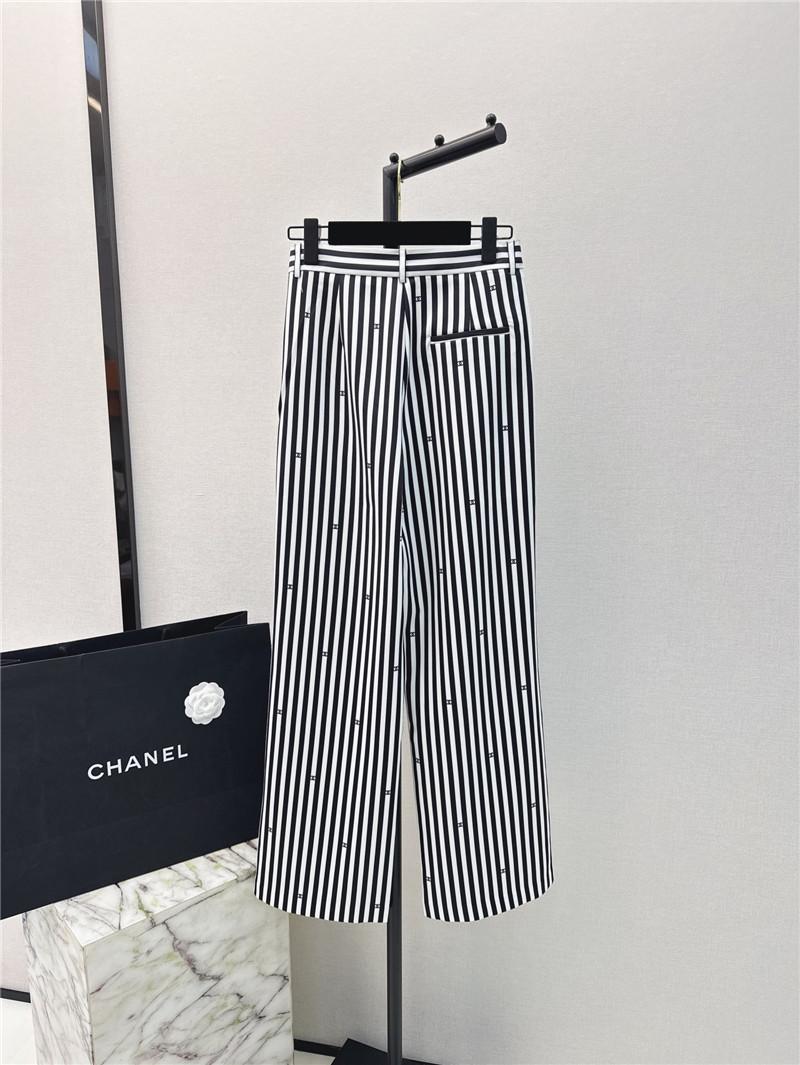Ch**el printed striped straight pants replica clothing