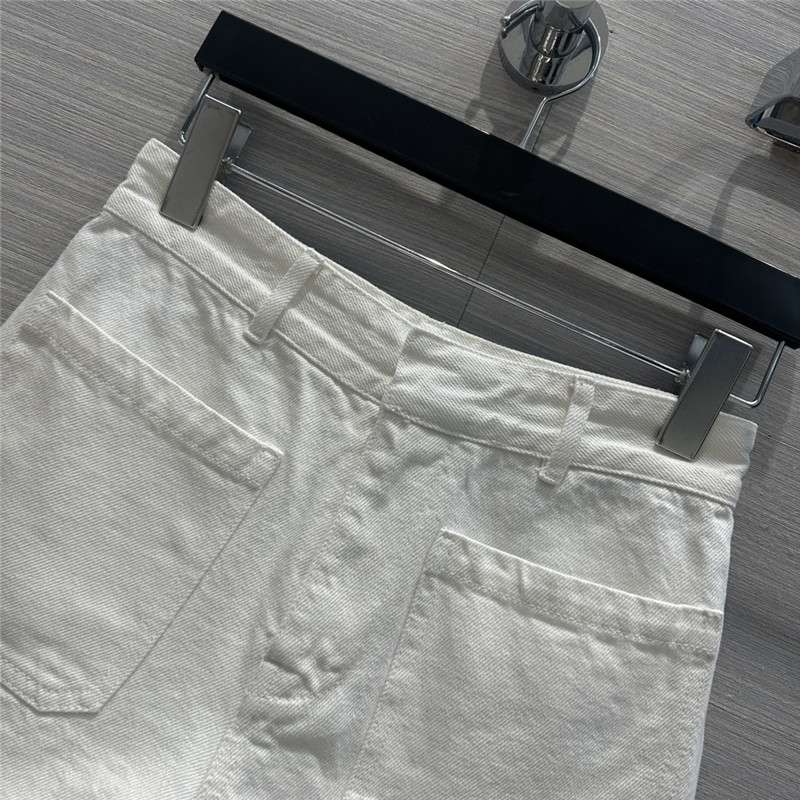 D10r straight white denim shorts replicas clothes