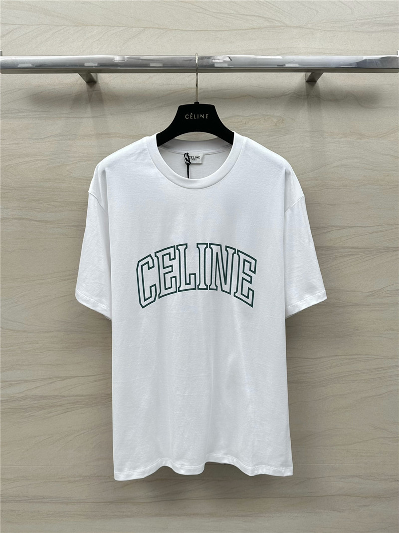 Ce1i*e letter logo printed white t-shirt replica clothing sites