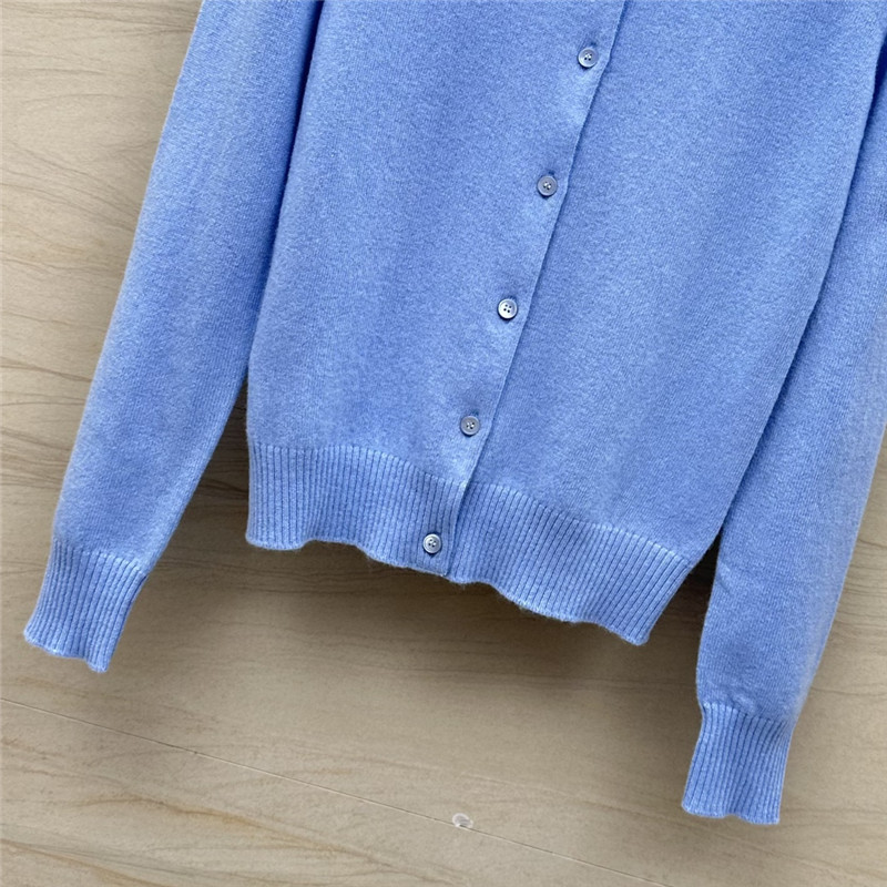 Miu Miu Logo Knit Cardigan Blue