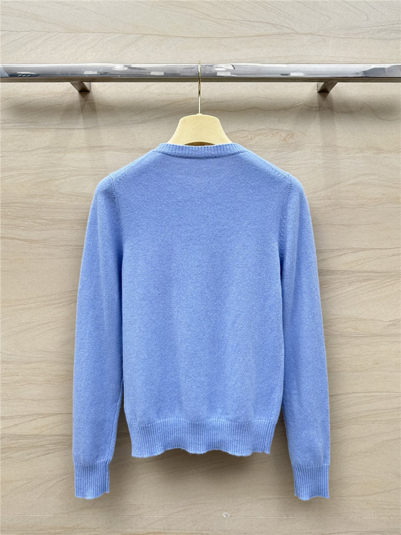 Miu Miu Logo Knit Cardigan Blue