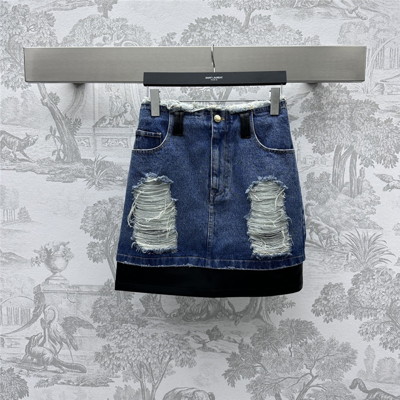 F**di leather patchwork denim skirt replica d&g clothing