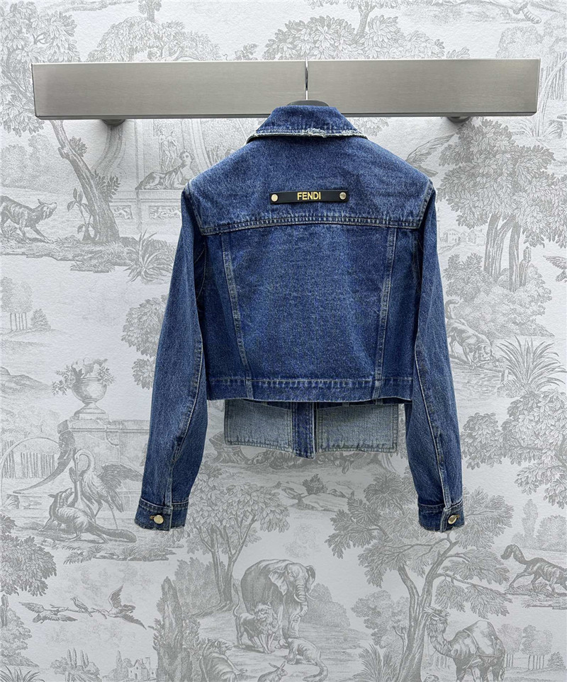 F**di patchwork leather denim jacket replica clothing sites