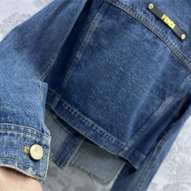 F**di patchwork leather denim jacket replica clothing sites