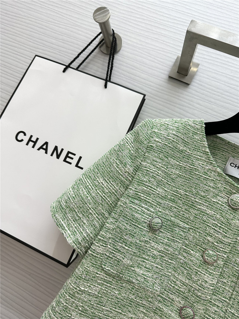 Ch**el soft tweed short-sleeved top + shorts replica clothes