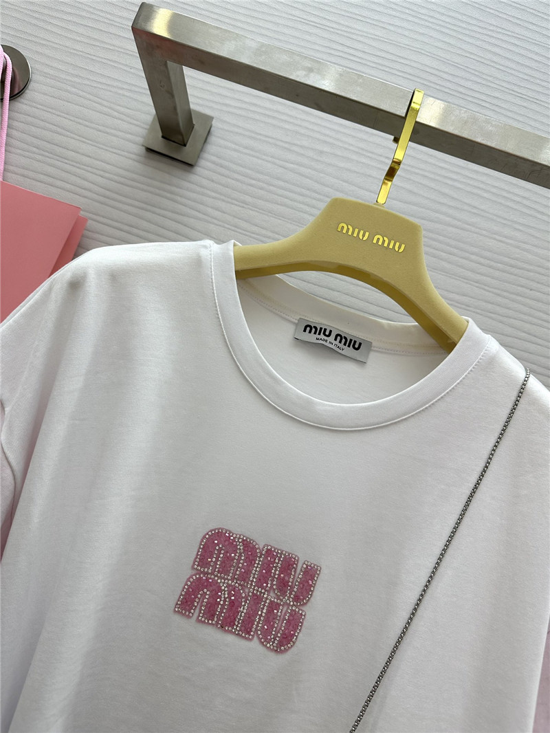 M1um1u beaded contrast color t-shirt replica clothes