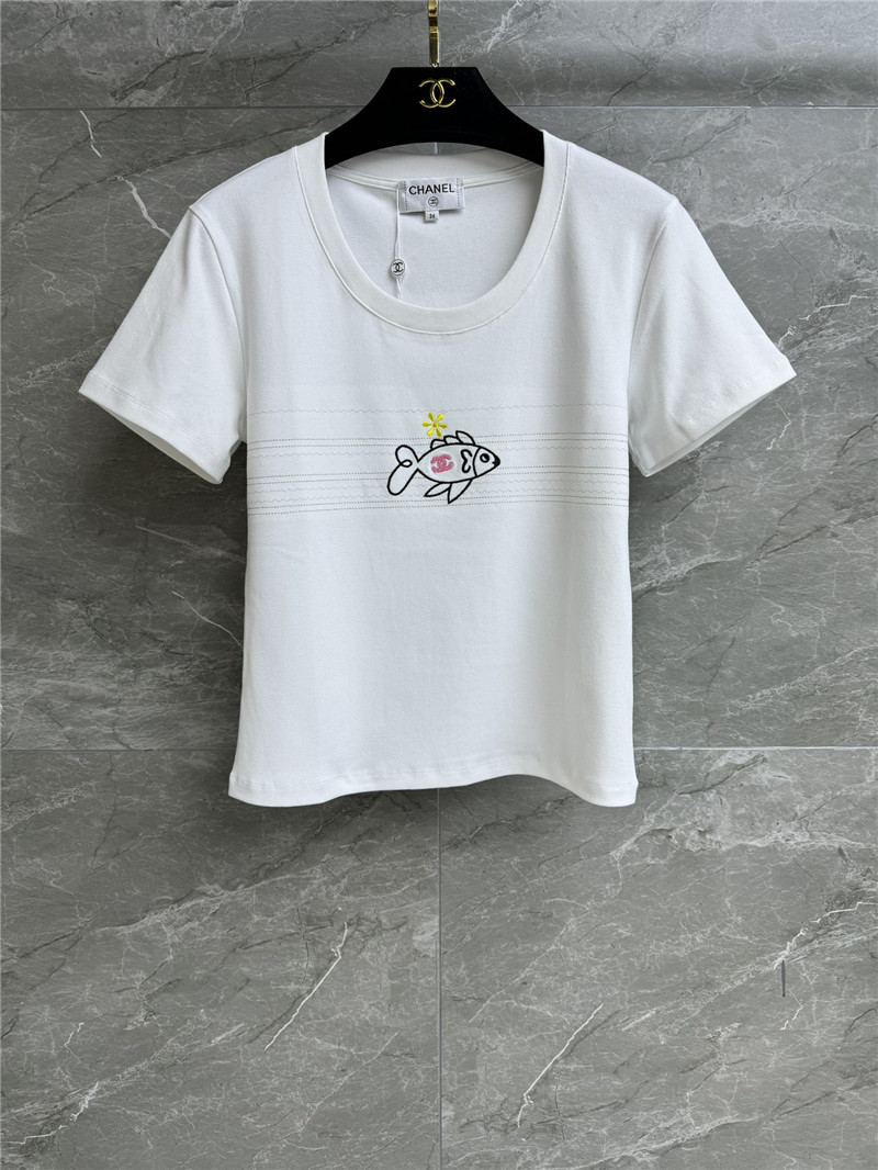 Ch**el fish embroidered t-shirt replica d&g clothing