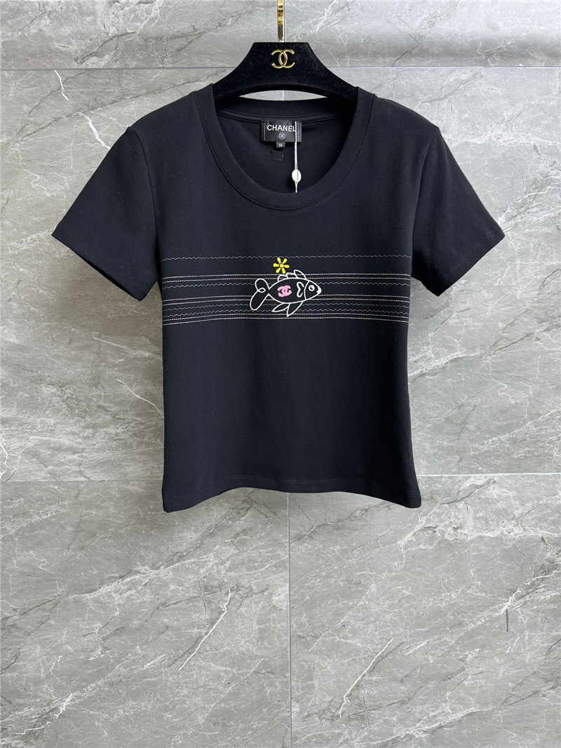 Ch**el fish embroidered t-shirt replica d&g clothing