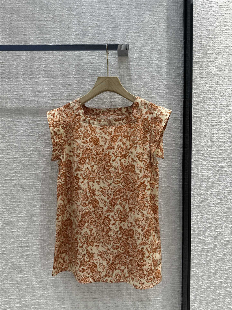 L0r0 P1ana oil painting flower silk flying sleeve shirt replica clothes