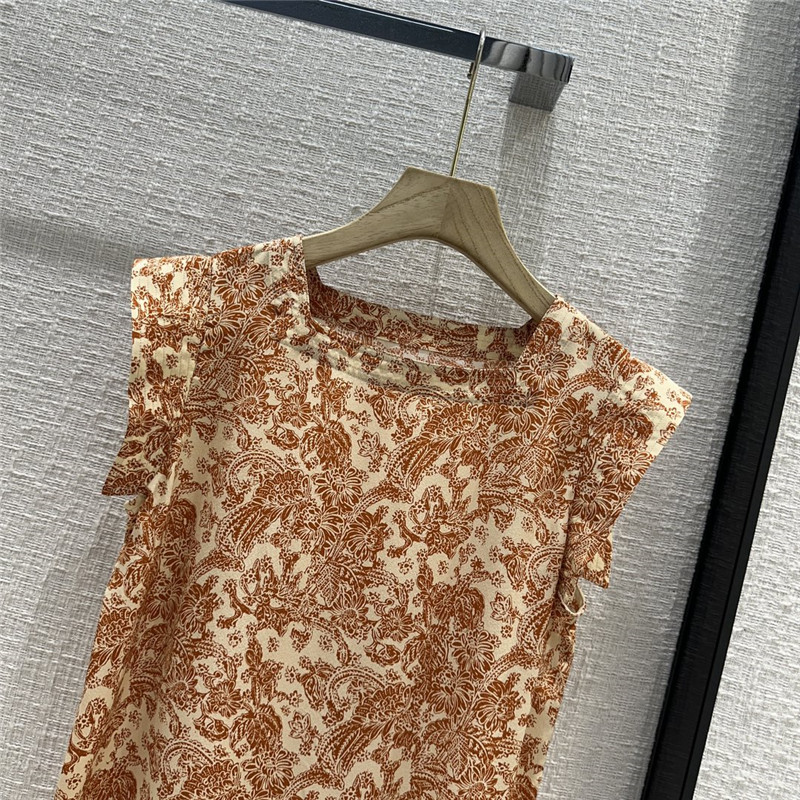 L0r0 P1ana oil painting flower silk flying sleeve shirt replica clothes