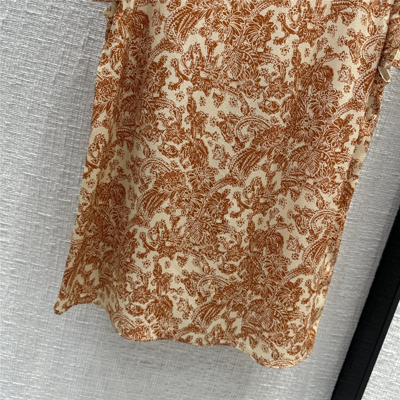 L0r0 P1ana oil painting flower silk flying sleeve shirt replica clothes