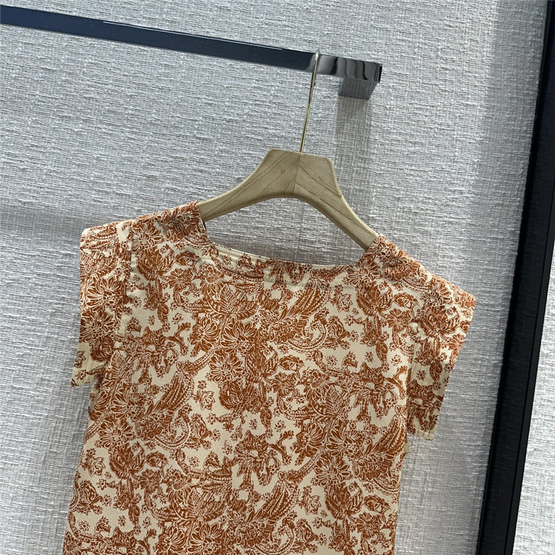 L0r0 P1ana oil painting flower silk flying sleeve shirt replica clothes